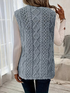 Fleece Vest Sleeveless Women's Taupe with Pockets – Casual, Layering Autumn Winter Outerwear