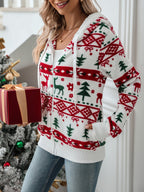 Fleece Zip-Up Hoodie Women's Christmas Reindeer Fair Isle Print – Holiday, Gift · Werune