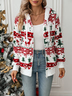 Fleece Zip-Up Hoodie Women's Christmas Reindeer Fair Isle Print – Holiday, Gift · Werune