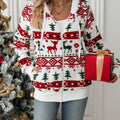 Fleece Zip-Up Hoodie Women's Christmas Reindeer Fair Isle Print – Holiday, Gift · Werune