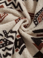 Fleece Zip-Up Jacket Aztec Print Men's Stand Collar – Casual, Winter, Outdoor, Everyday, Gift