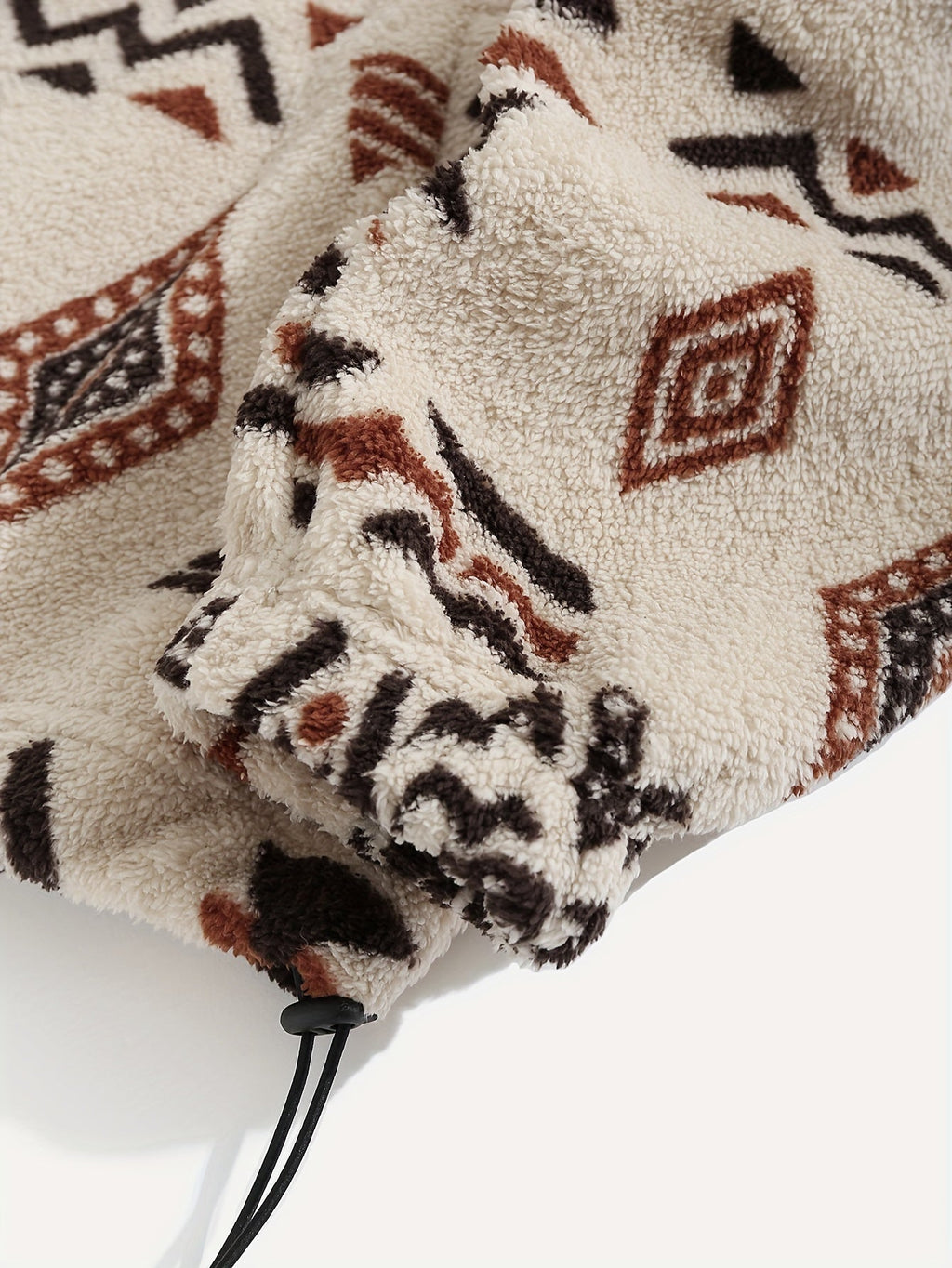 Fleece Zip-Up Jacket Aztec Print Men's Stand Collar – Casual, Winter, Outdoor, Everyday, Gift