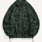 Fleece Zip-Up Jacket Aztec Print Men's Stand Collar – Casual, Winter, Outdoor, Everyday, Gift