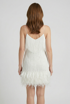 Fringe Mini Dress Beaded Feather Trim Women's – Cocktail, Party, Holiday, Gift · Werune