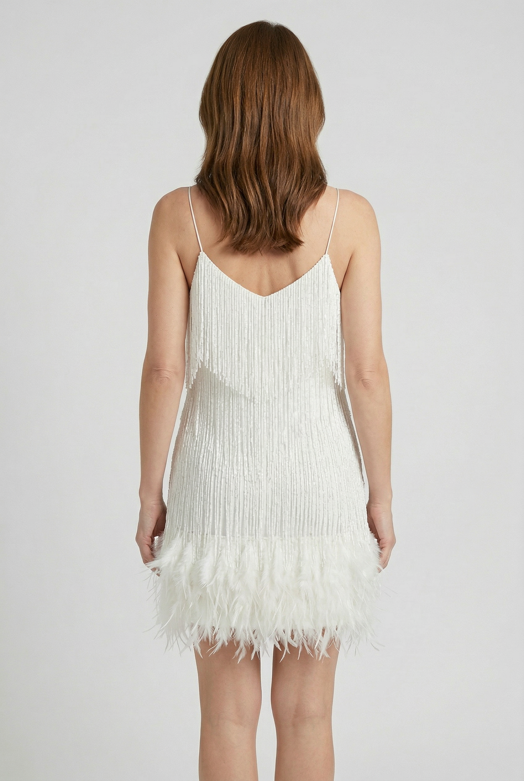 Fringe Mini Dress Beaded Feather Trim Women's – Cocktail, Party, Holiday, Gift · Werune