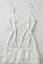 Fringe Mini Dress Beaded Feather Trim Women's – Cocktail, Party, Holiday, Gift · Werune