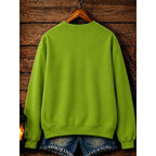 Halloween Sweatshirt Green Witch Print Women's Crew-Neck Pullover – Casual, Festive Costume Gift