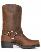 Harness Boots Leather Black Square Toe Men's – Casual, Motorcycle, Western Riding, Gift