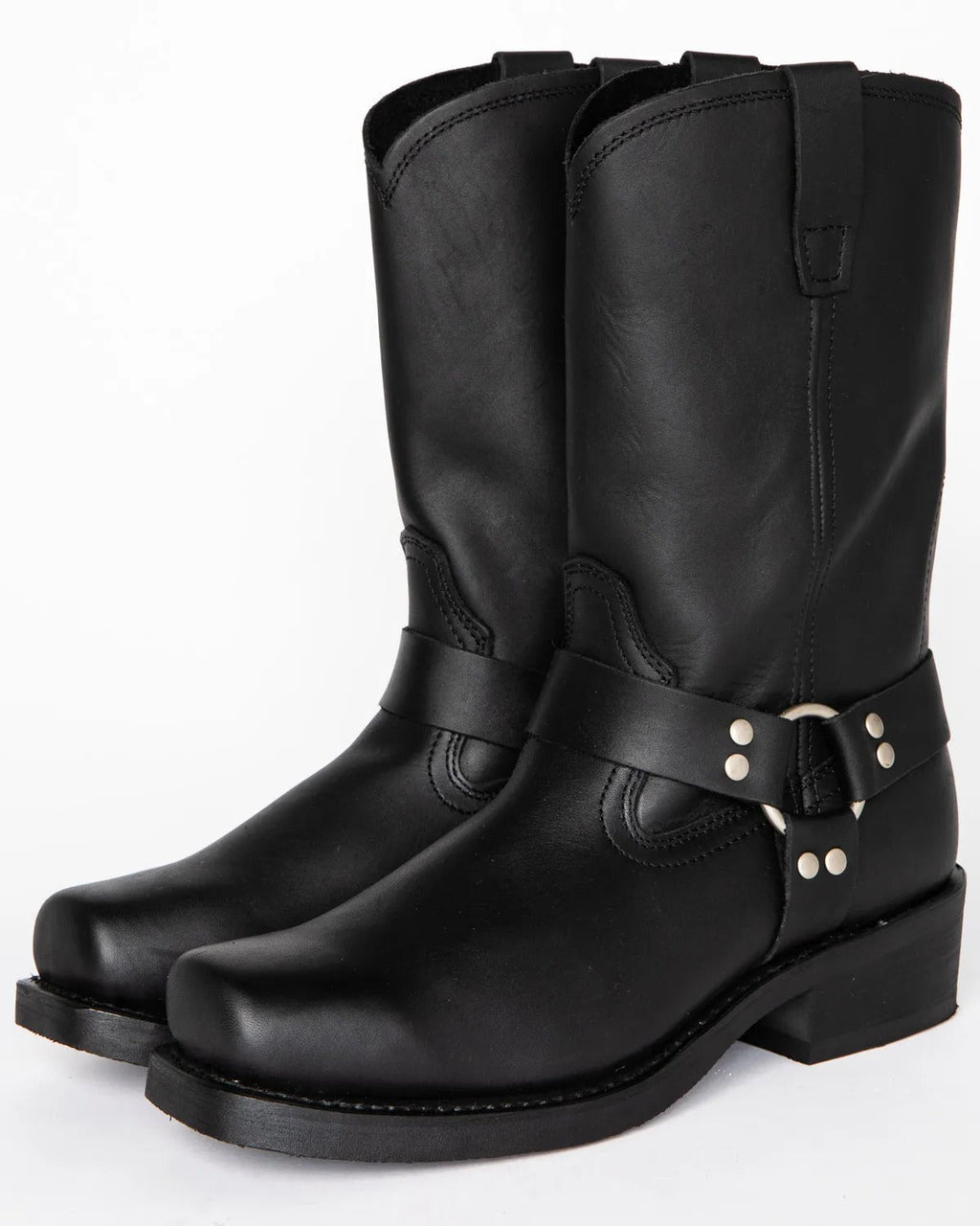 Harness Boots Leather Black Square Toe Men's – Casual, Motorcycle, Western Riding, Gift