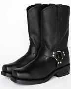 Harness Boots Leather Black Square Toe Men's – Casual, Motorcycle, Western Riding, Gift