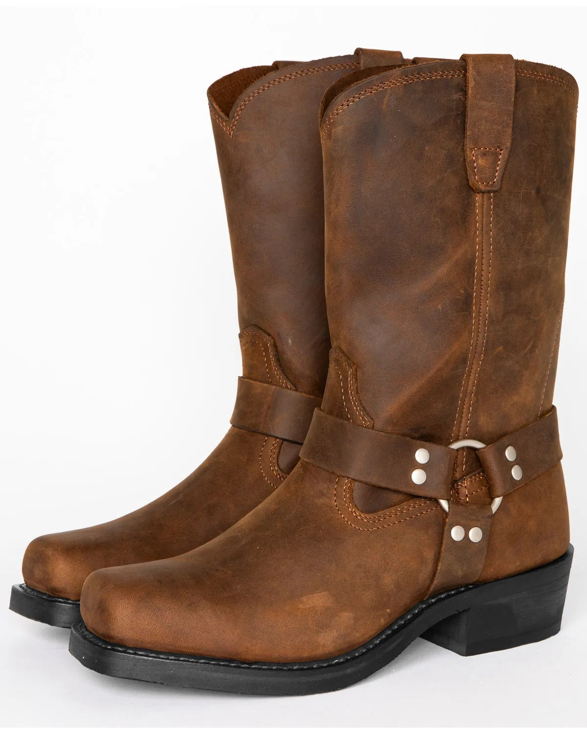 Harness Boots Leather Black Square Toe Men's – Casual, Motorcycle, Western Riding, Gift