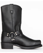 Harness Boots Leather Black Square Toe Men's – Casual, Motorcycle, Western Riding, Gift