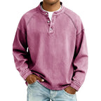 Henley Shirt Denim Blue Men's Long Sleeve Button Neck – Casual, Everyday · Werune