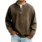 Henley Shirt Denim Blue Men's Long Sleeve Button Neck – Casual, Everyday · Werune