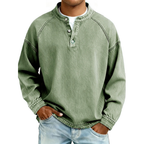 Henley Shirt Denim Blue Men's Long Sleeve Button Neck – Casual, Everyday · Werune