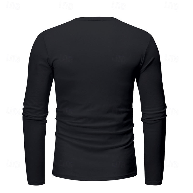 Henley Shirt Long-Sleeve Button Neck Men's Cotton Blend Top – Casual, Office, Everyday Wear, Gift