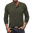 Henley Shirt Long-Sleeve Button Neck Men's Cotton Blend Top – Casual, Office, Everyday Wear, Gift