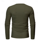 Henley Shirt Long-Sleeve Button Neck Men's Cotton Blend Top – Casual, Office, Everyday Wear, Gift