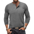Henley Shirt Long-Sleeve Button Neck Men's Cotton Blend Top – Casual, Office, Everyday Wear, Gift