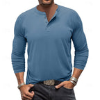 Henley Shirt Long-Sleeve Button Neck Men's Cotton Blend Top – Casual, Office, Everyday Wear, Gift