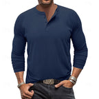 Henley Shirt Long-Sleeve Button Neck Men's Cotton Blend Top – Casual, Office, Everyday Wear, Gift