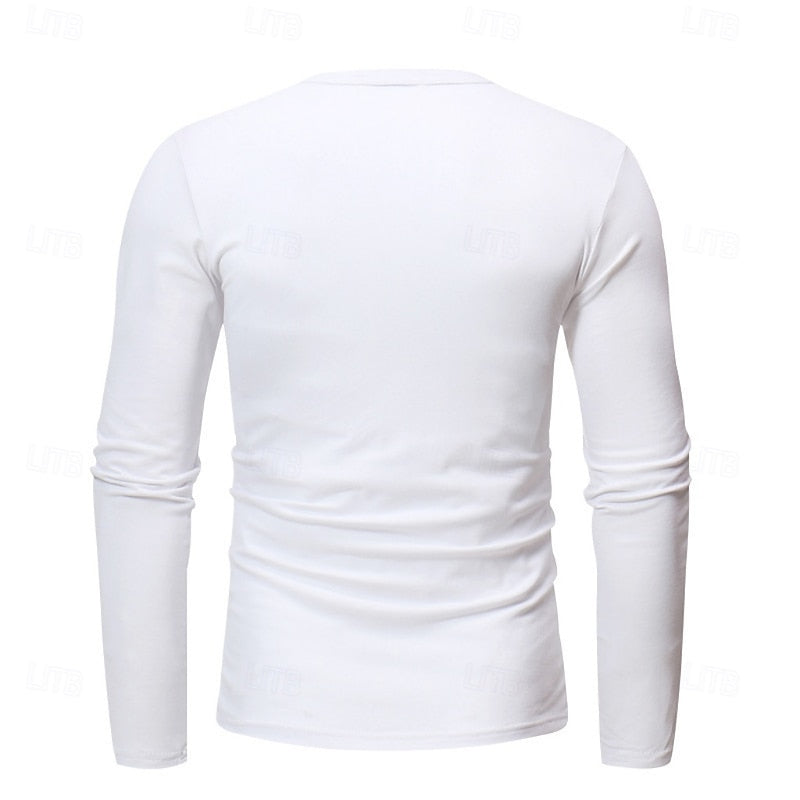 Henley Shirt Long-Sleeve Button Neck Men's Cotton Blend Top – Casual, Office, Everyday Wear, Gift