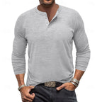 Henley Shirt Long-Sleeve Button Neck Men's Cotton Blend Top – Casual, Office, Everyday Wear, Gift