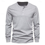 Henley Shirt Long-Sleeve Button Neck Men's Cotton Blend Top – Casual, Office, Everyday Wear, Gift