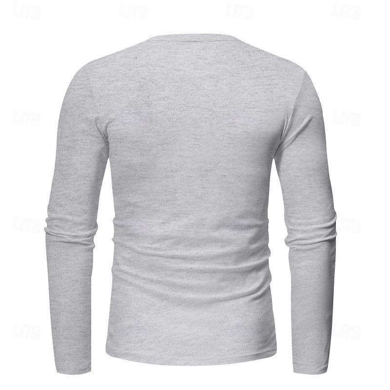 Henley Shirt Long-Sleeve Button Neck Men's Cotton Blend Top – Casual, Office, Everyday Wear, Gift