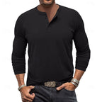 Henley Shirt Long-Sleeve Button Neck Men's Cotton Blend Top – Casual, Office, Everyday Wear, Gift