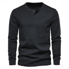 Henley Shirt Long-Sleeve Button Neck Men's Cotton Blend Top – Casual, Office, Everyday Wear, Gift