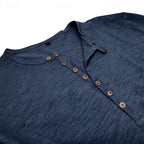 Henley Shirt Long-Sleeve Cotton Men's Olive Green Button Neck – Casual, Office, Everyday Wear