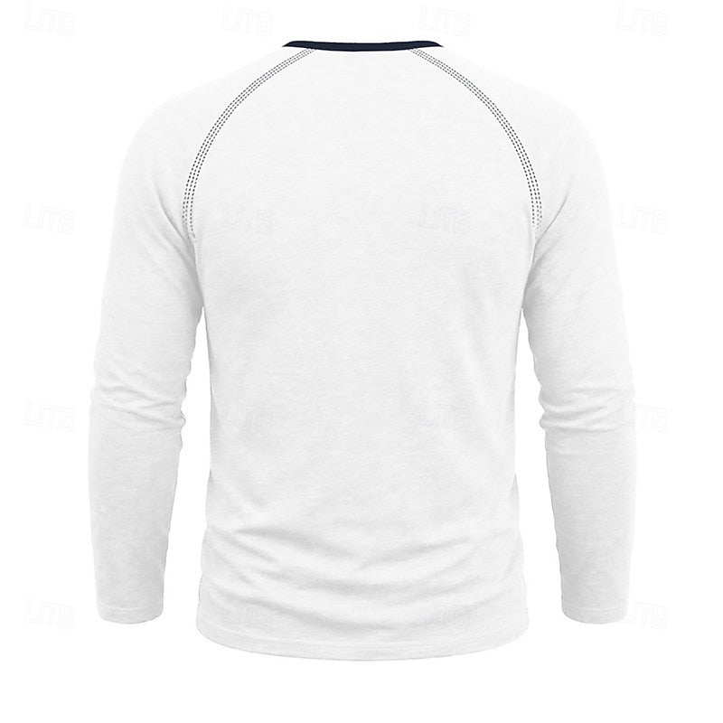 Henley Shirt Long Sleeve Men's Cotton Button Neck Green Top – Casual, Office, Holiday, Gift