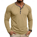 Henley Shirt Long Sleeve Men's Cotton Button Neck Green Top – Casual, Office, Holiday, Gift