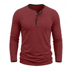 Henley Shirt Long Sleeve Men's Cotton Button Neck Green Top – Casual, Office, Holiday, Gift