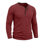 Henley Shirt Long Sleeve Men's Cotton Button Neck Green Top – Casual, Office, Holiday, Gift