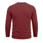 Henley Shirt Long Sleeve Men's Cotton Button Neck Green Top – Casual, Office, Holiday, Gift