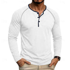 Henley Shirt Long Sleeve Men's Cotton Button Neck Green Top – Casual, Office, Holiday, Gift