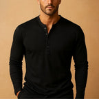 Henley Shirt Men's Cotton Long Sleeve Button Placket Slim Fit – Casual, Office, Everyday Wear