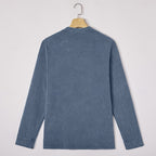 Henley Shirt Men's Vintage Washed Cotton Long Sleeve with Pocket – Casual, Office, Everyday Wear