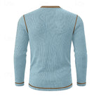 Henley Shirt Ribbed Knit Long Sleeve Men's Contrast Trim – Casual, Office, Everyday Wear