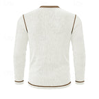 Henley Shirt Ribbed Knit Long Sleeve Men's Contrast Trim – Casual, Office, Everyday Wear