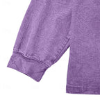 Henley Sweatshirt Cotton Men's Washed Purple Long Sleeve Button Neck – Casual, Office, Holiday, Gift