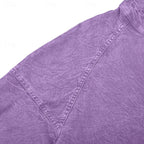 Henley Sweatshirt Cotton Men's Washed Purple Long Sleeve Button Neck – Casual, Office, Holiday, Gift