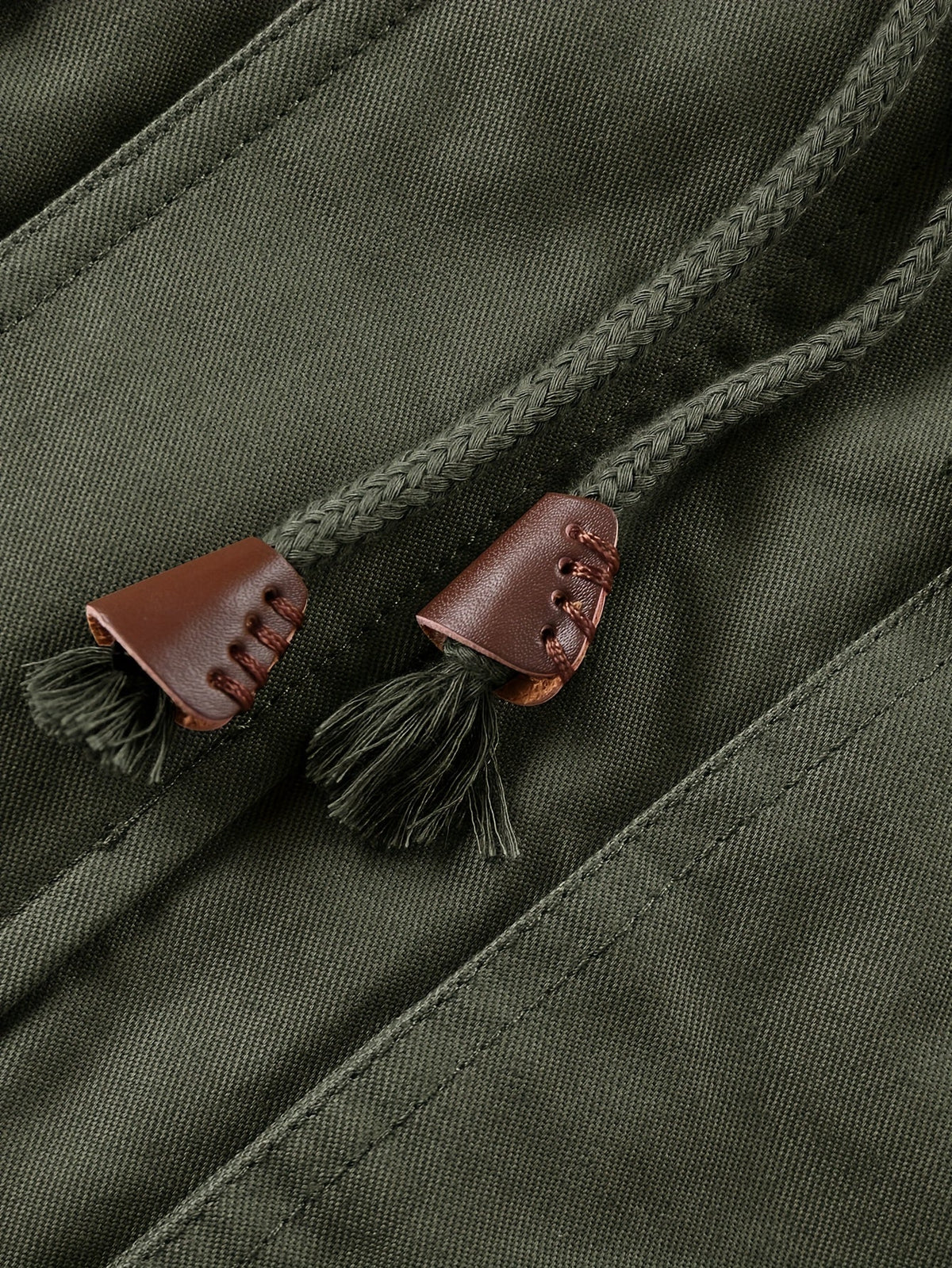 Hooded Cargo Jacket Fleece-Lined Cotton Green Men's Mid-Length – Casual, Winter Outdoor Everyday Wear