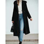 Hooded Faux Fur Coat Longline Textured Grey Women's – Casual, Winter, Holiday, Gift