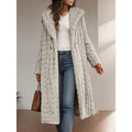 Hooded Faux Fur Coat Longline Textured Grey Women's – Casual, Winter, Holiday, Gift