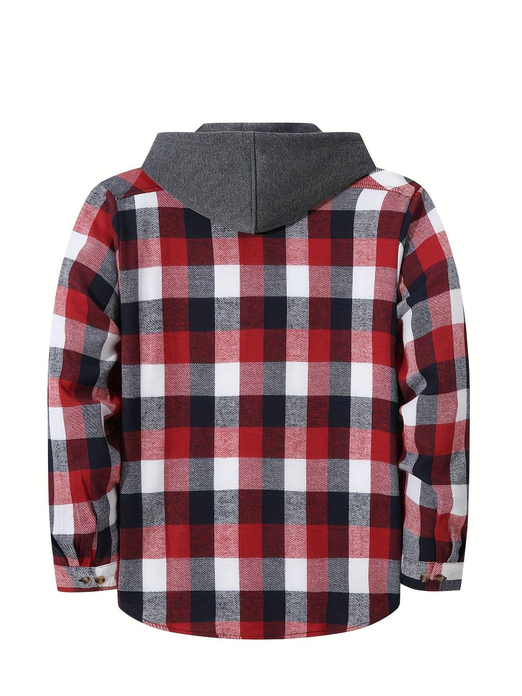 Hooded Flannel Shirt Cotton Plaid Men's Long Sleeve Button Up Jacket – Casual, Everyday