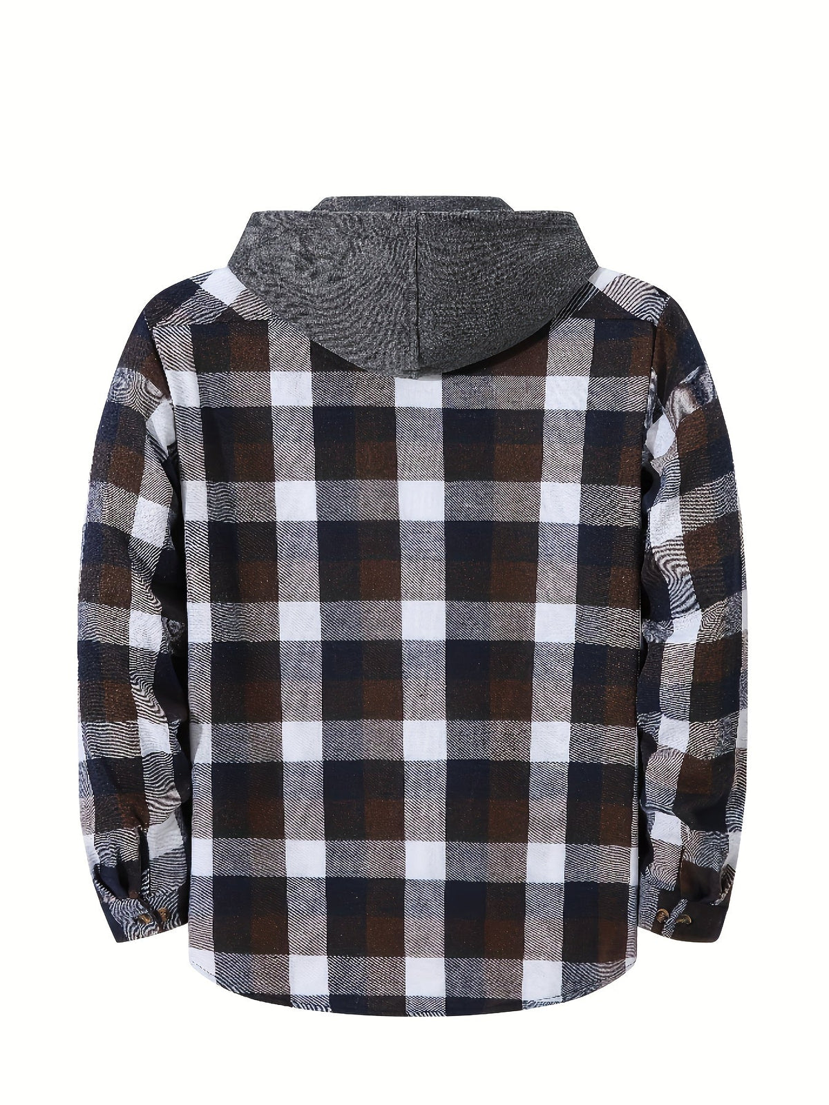 Hooded Flannel Shirt Cotton Plaid Men's Long Sleeve Button Up Jacket – Casual, Everyday