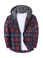 Hooded Flannel Shirt Cotton Plaid Men's Long Sleeve Button Up Jacket – Casual, Everyday